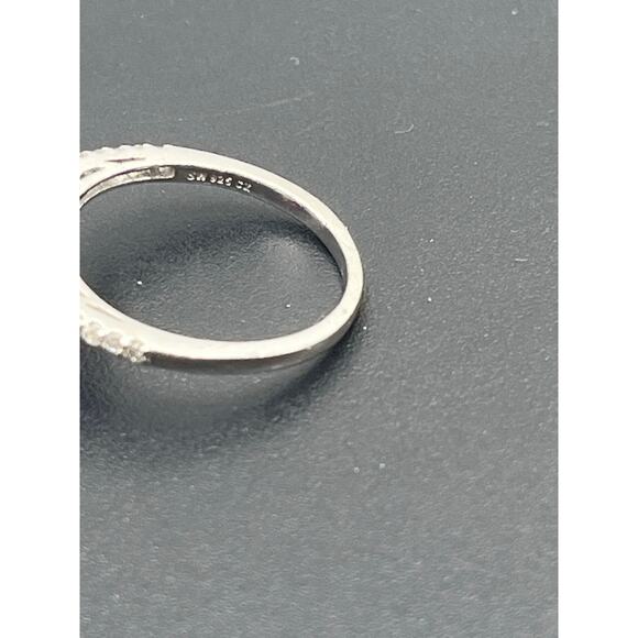 SW 925 CZ Sterling Silver Lab Created Red Ruby and CZ Halo ring Sz 7.5 - Picture 8 of 10